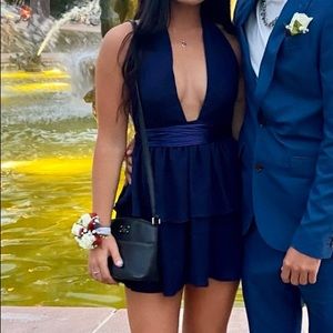 Lucy in the sky wrap tie dress in color navy